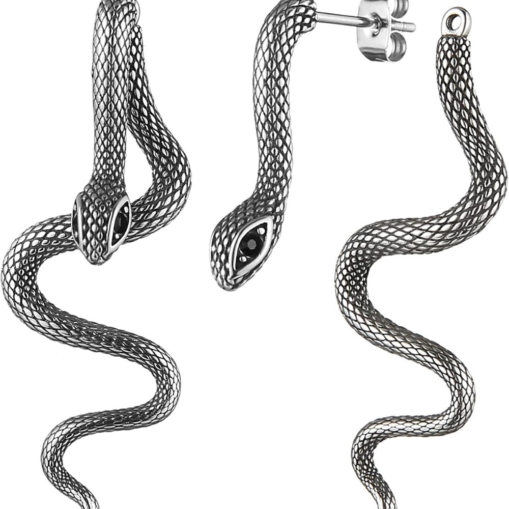Silver Snake Reptile Earring​ - Picture 2 of 4